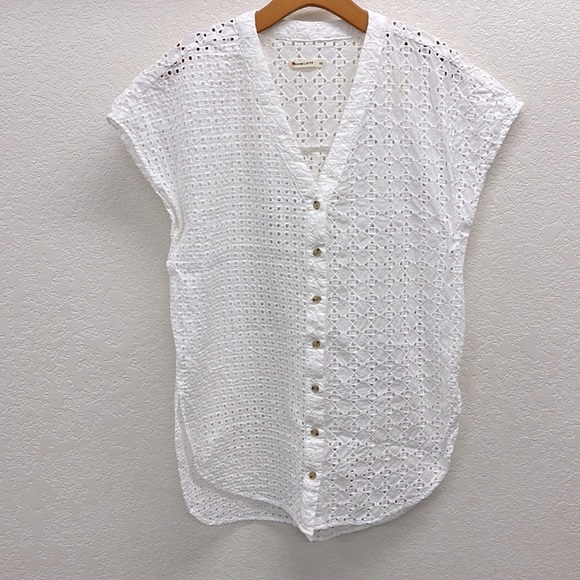Marine Layer Eyelet Airy Tunic in White XS - Picture 4 of 10